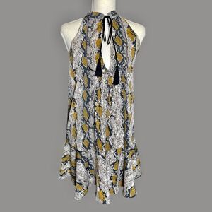 Pants Store Snake Print Halter Mini Dress Boho Tassel Flowy Size Small